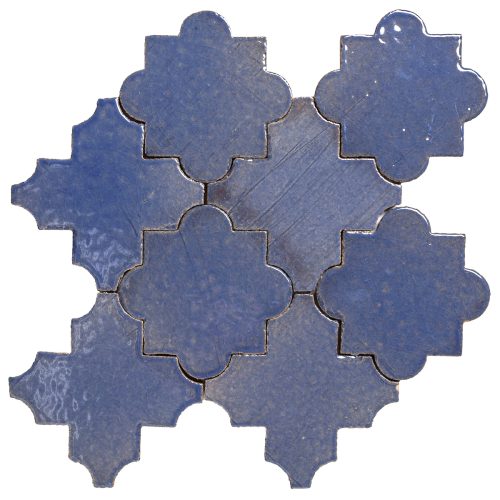 clara tierra madre arabesque pattern 8c denim high fire ceramic tile