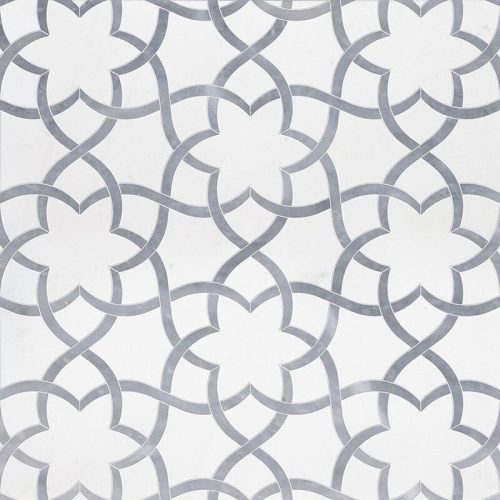 aspen white, allure light polished isidore marble mosaic