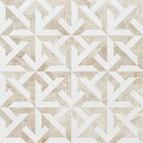 aspen white, diana royal honed marmara marble mosaic