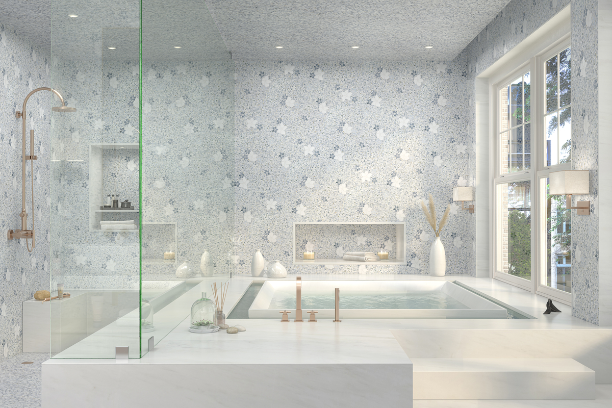 sakura calacatta bluette mosaic