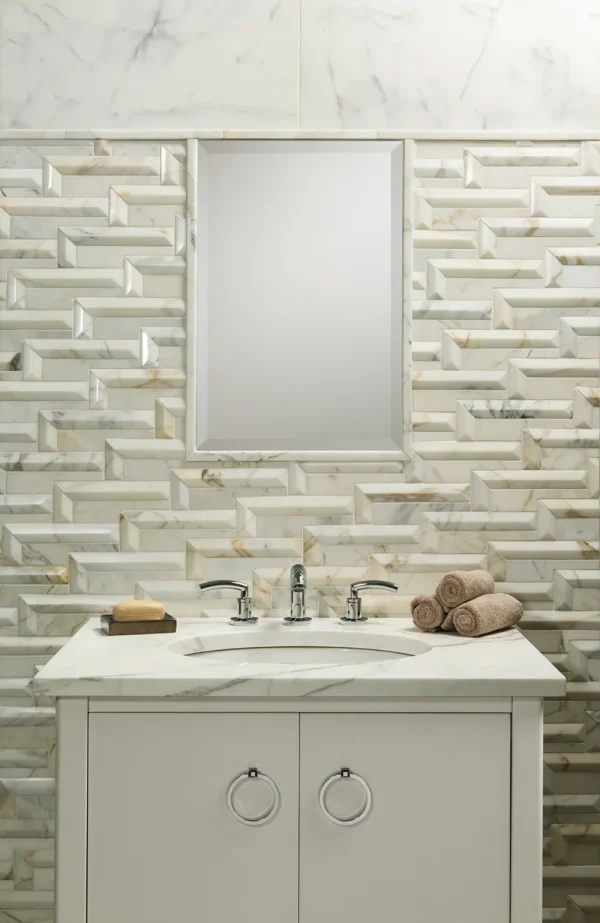 steps calacatta gold marble mosaic dimensional