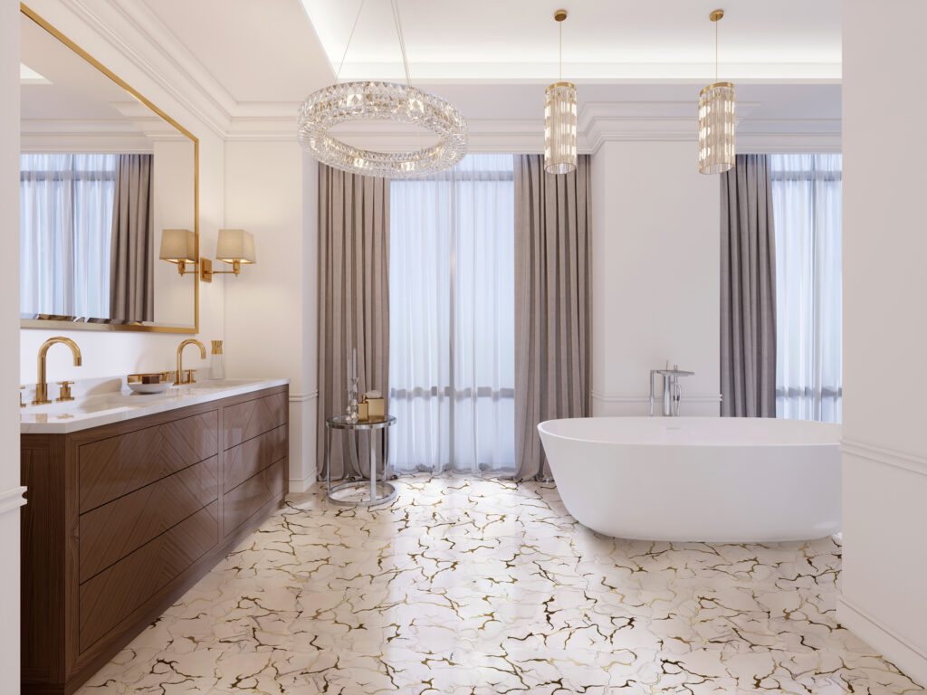 earth toned bathroom tile design