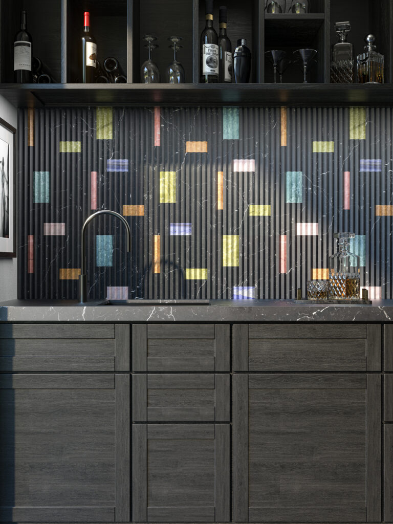 home bar design pinnacle fete nero marble tile